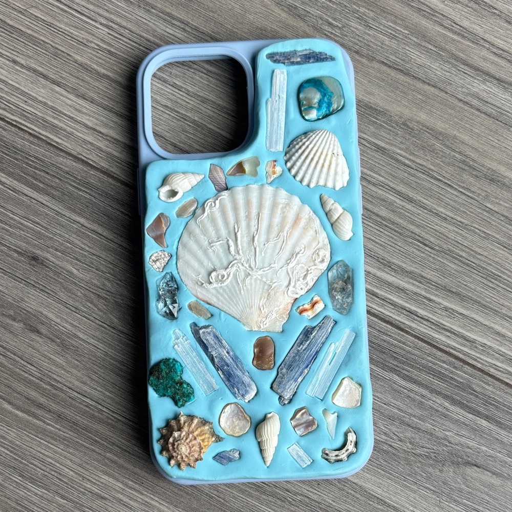 Handmade Blue Seashell Phone Case (iPhone 12 Pro Max)